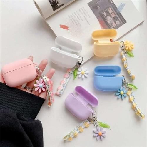 For AirPods Pro Case luxury Korea Lace flower colorful Keychain silicone Earphone case Air Pods Pro 3 fundas airpods pro case