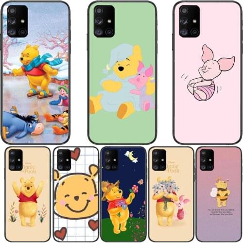 Winnie Bear Flower Phone Case Hull For Samsung Galaxy A50 A51 A71 A70 A52 A40 A30 A31 A80 A20E 5G S Black Shell Art Cell Cove