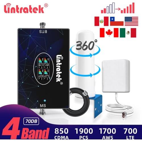 Four Band 850 1700 1900 800 2100 1800 2600 Signal Repeater 2G 3G 4G GSM WCDMA LTE Mobile Booster Network Amplifier