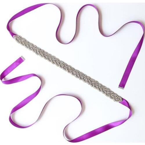 Elegant Thin ribbon+Rhinestone Belt Waistband Womens Handmade Wedding Belt Crystal Rhinestone Girdle For Women Dresses Straps