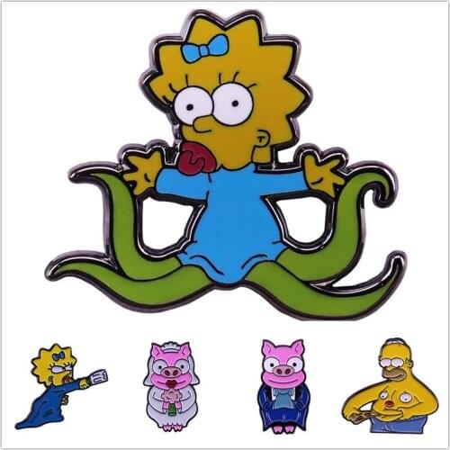 HOSENG Anime Movie Cartoon Yellow Color Brooch Fashion Backpack Lapel Alloy Octopus Pig Mask Jewelry Enamel Pin HS_419