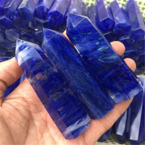 Hot product healing reiki natural blue smelting stone crystal wand point tower Obelisk for feng shui crafts