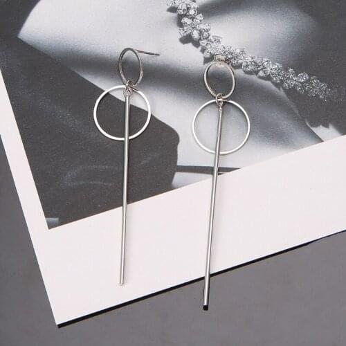 Korean Double Circle Dangling Earrings Geometric Drop Earring Female Jewelry