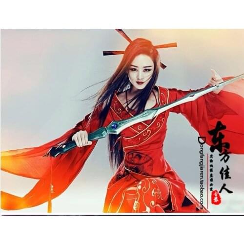 Latest TV Play Hua Qian'Gu Actress Zhao LiYin Same Design Red Photography Costume Computer Game Cosplay Evil Goddess Costume