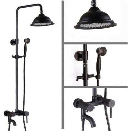 Brass Black Oil Rubbed Bronze Bathroom Rainfall Bathtub Shower Mixer Tap Faucet Single Handle Wall Mounted ars361