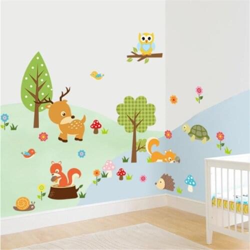 Wall Stickers DIY Kids Forest Animals Owl Childrens Room Bedroom Background Muurstickers Voor Kinderkamers Duvar Sticker Room