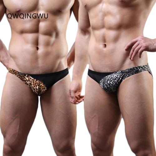 2PCS/Lot New Mens Underwear Briefs Gay Men Underwear Leopard Sexy Transparent Bag Factory Wholesale Mens Underpants Briefs