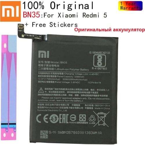 Xiao Mi Original Phone Battery BN35 For Xiaomi Redmi 5 5.7" Replacement Battery 3200 mAh High Capacity Phone Batteries