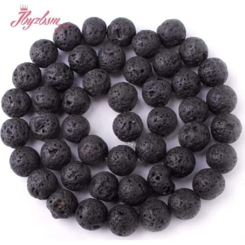 8mm Round Shape Black Lava Rock Beads Natural Stoone For Strand 15" DIY Necklace Bracklace Jewelry Making Free Shipping