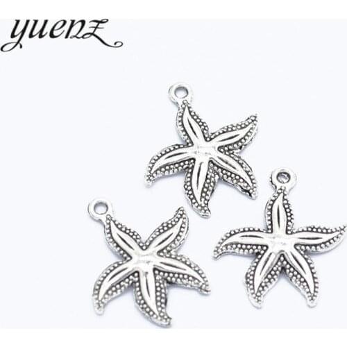 YuenZ 15 pcs Antique Silver color Starfish Charm Metal Pendants For Bracelet Necklace Jewelry Making 26*23mm D797
