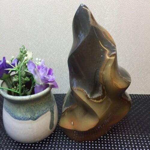 Drop shipping Natural ocean jasper Crystal gemstone free standing meditation reiki healing chakra crystal torch for decoration