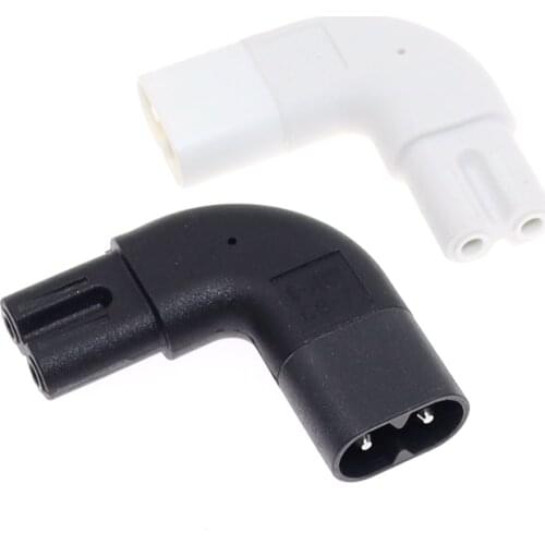 Right Angled IEC 320 C7 Female To C8 Male 2-Pin AC Power Plug Converter Adapter White/Black