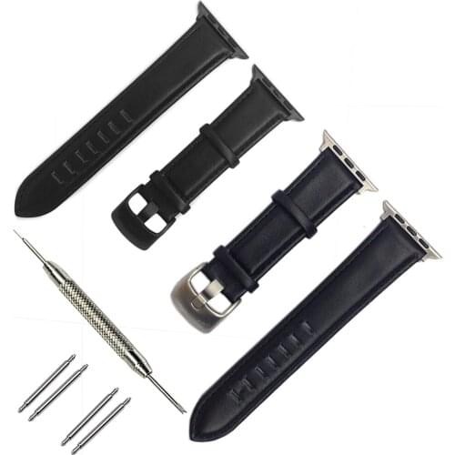 Genuine Leather Watchband + New Adapters for iWatch Apple Watch 42mm For Man Series 1 2 3 Watch Band Steel Buckle Wrist Strap
