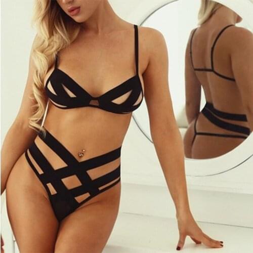 Sexy Lingerie Women Erotic Porno Babydoll Open Bra Panties Set Underwear Bandage Temptation Langerie Corset Hollow Underwire