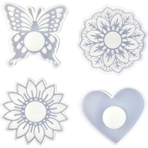 Flower/butterfly Candle Holder Silicone Mold Silicone Epoxy Resin Casting Resin Mold Candle Holder Mold for Diy Craft