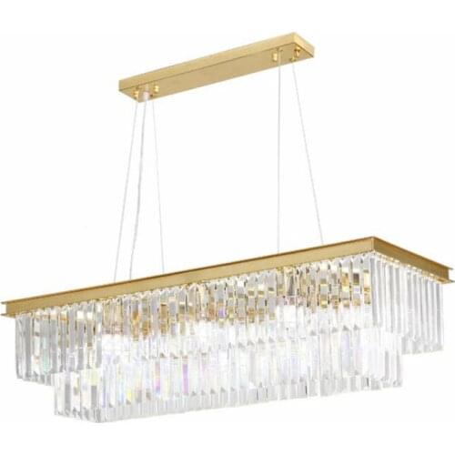 Modern Crystal Chandelier Light Rectangle Chandelier led light lamp for Living Room Restaurant home decor Manggic lamp
