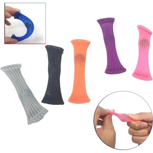 5Pcs Braided Mesh Tube Net Tube With Pull Marble Decompression Fidget Squishy Toy Anti Stress Therapy for Adults Child Gifts