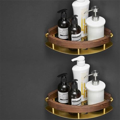 Bathroom Corner Shelf Aluminium Shower Gel Rack Shampoo Caddy Holder With Hooks Wall Mounted Nail Punched 1-2 Tier Bath Hardware