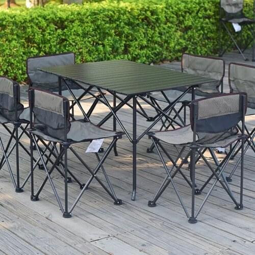 Outdoor folding portable self-driving tour barbecue camping set combination picnic table and chairs