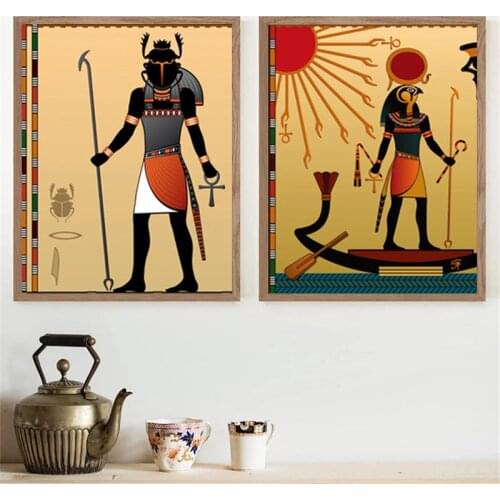 Ancient vintage Egypt Canvas Painting Scarab Egypt God Posters And Prints wall art Pictures For Living Room home Decor cuadros