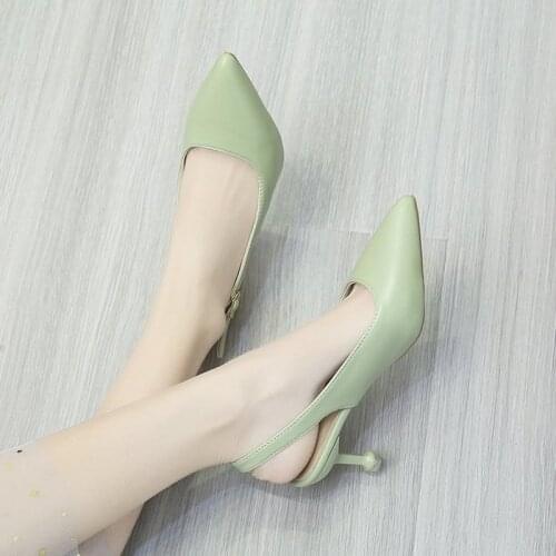 Womens Sandals 2021 New Fashion Point Toe Summer Sandals Women Slingback Heel Shoes Woman Pumps Femmes Sandales Tacones Mujer