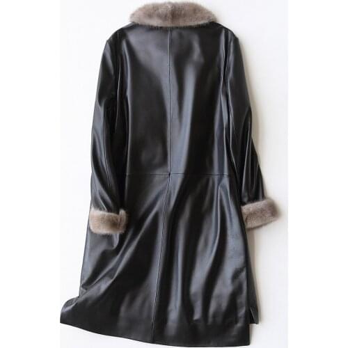 Genuine Leather Winter Jacket Women Mink Fur Collar Sheepskin Coat Korean Vintage Womens Down Jackets G1749 MY2022