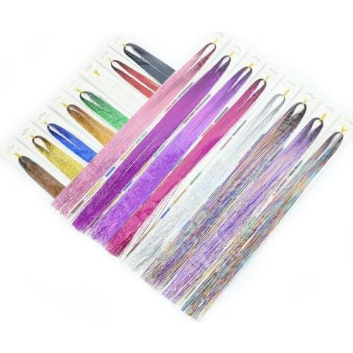 1PC Sparkle Laser Silk Hair Wig Silk Hair Highlight Party Extension Glitter Colorful Seamless Colorful Shiny Styling Accessories