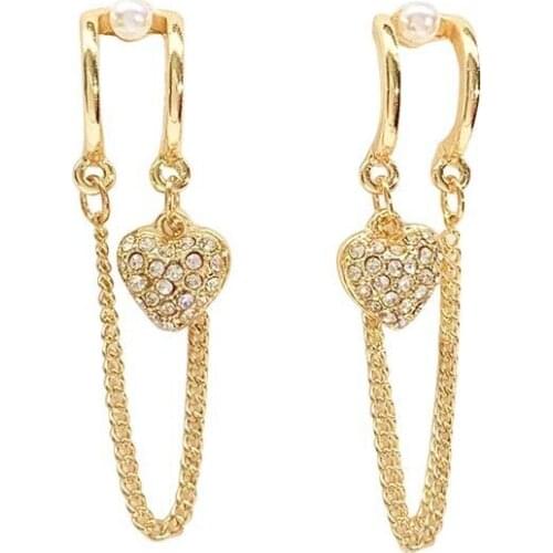 10 pair / lot fashion jewelry accessories metal rhinestone heart tassel earrings