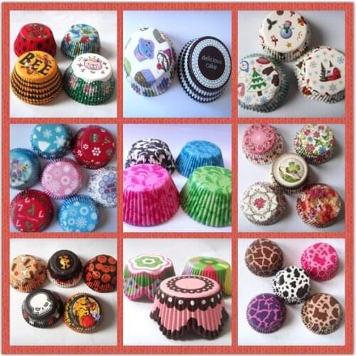 100pcs 4 designs Paper Cake Cup Liners Baking Cup Muffin Kitchen Cupcake Cases paper cake box birthday baby shower