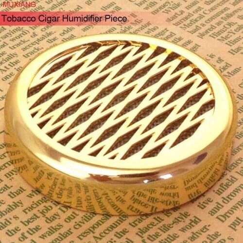 2 Pcs Tobacco Cigar Humidifier 57mm Gold Color Round Plastic Tobacco Humidor Portable for Travel Smoking Accessories cg0008