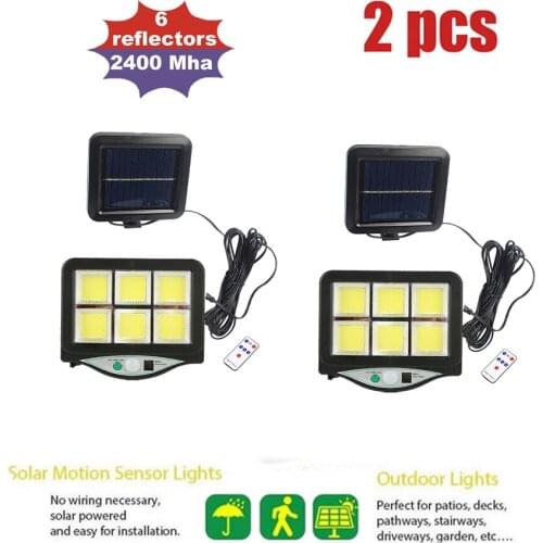 2pcs seperable LED Solar Light Outdoor Garden Solar Lamp Waterproof PIR Motion Sensor Street security Lighting remote indoor 5M