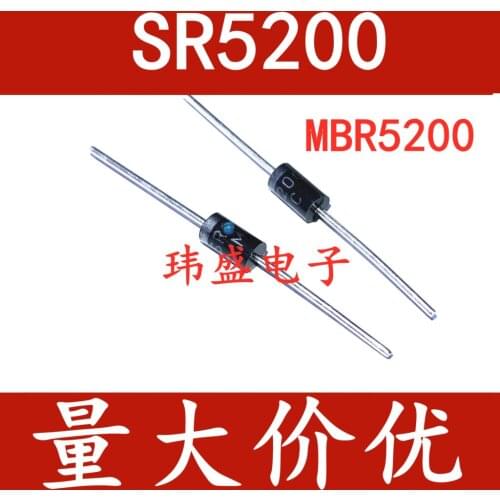 20PCS MBR5200 = SR520 SB5200 SR5200 schottky rectifier diode 5 a 200 v DO-27 in stock 100% new and original