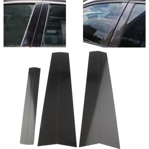 6pcs Window B-Pillars Protective Trim Moulding Cover For 2004-2010 BMW 5 Series E60 Carbon Fiber Styling ABS