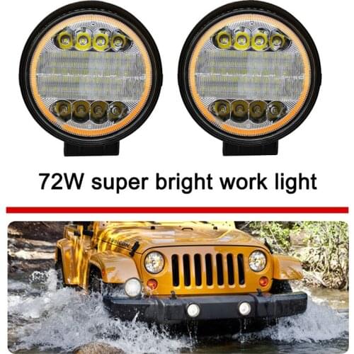 72W 4in 6000K white yellow halo round LED working light 12V24V car SUV truck fog lamp