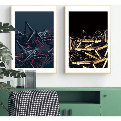 Abstract Geometric Color Mashup Canvas Painting Mechanical Sense Poster Print Industrial Wall Art Picture For Living Room Decor