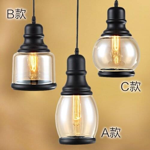 American Country Vintage Dining Room Lamp Cafe Dining Lamp Loft Bar Personality Industrial Wind Glass Chandelier