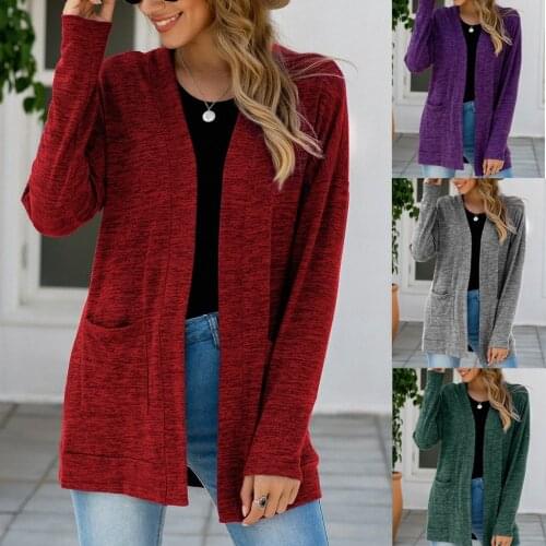 Free shipping свитер женский fashion Women Long Sleeve Casual Winter Cardigan Pocket Solid Color Coat 2020 casual свитер F