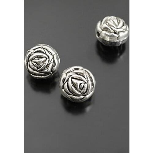 C323)30 pieces 10x8.5mm Antique Silver Zinc Alloy Rose Spacer Beads Bracelets Beads Jewelry Findings Accessories