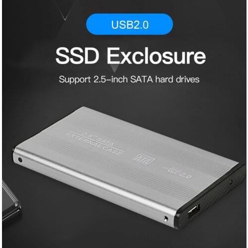 2.5 inch USB 2.0 to SATA HDD Case External 480Mbps SSD Hard Drive Enclosure Aluminum Alloy SATA Serial Hard Disk Box USB2.0