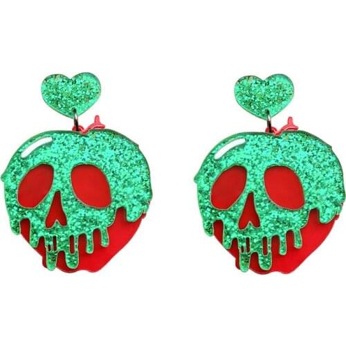 European and American popular fashion party skull peach heart pendant acrylic Halloween girl earrings new