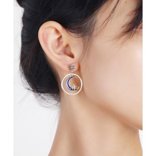 Серьги Earring for Women Drop Earrings Fashion Sun Moon Circle Earrings bijoux femme серьги oorbellen goud orecchini