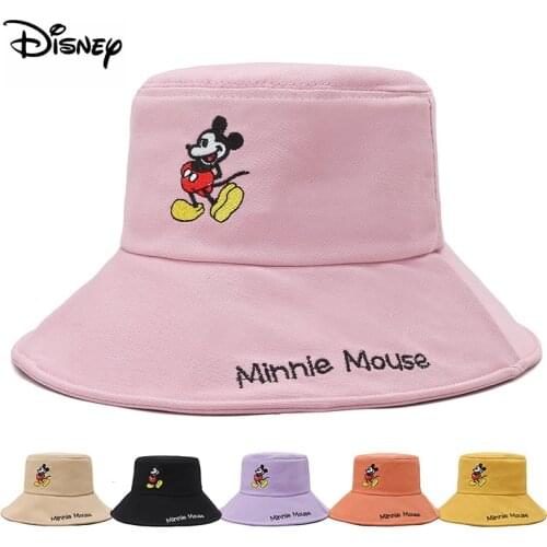 Disney cartoon cotton fisherman hat unisex Mickey Mouse Mickey embroidered solid color basin hat summer outdoor leisure sun hat