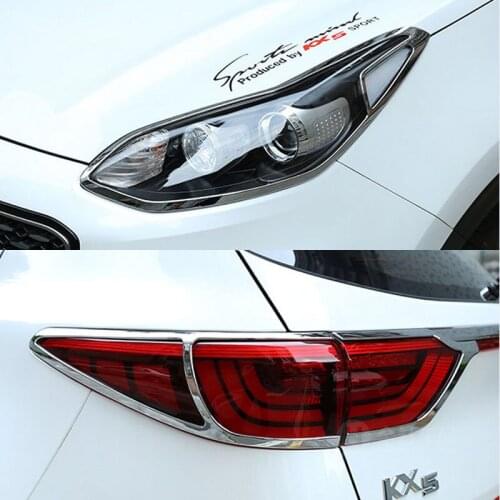 Chromed ABS Plastic Front/Rear Head Light Lamp Cover Protector Trim For Kia Sportage KX5 2016 2017