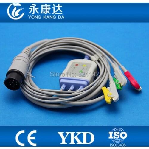 Free shipping compatible Nihon Kohden one-piece series patient ECG cable with leads,8pin ecg leadwires