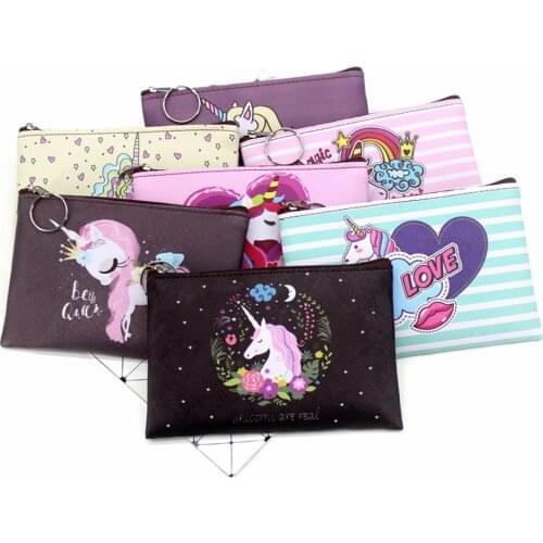 Cartoon Unicorn Coin Purses Women Mini Wallets Cute Card Holder Ladies Key Money Bags For Girls Purse Female Kids Children Pouch