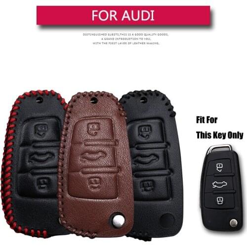 Leather Car Key Case Cover For Audi S3 Q3 Q5 Q7 A1 A3 8P 8L 8V A4 B5 B6 B7 B8 B9 A6 C5 4F C6 A7 A5 A8 TT Key Shell Accessories