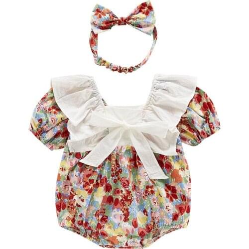 Infant Baby Girls Summer Clothes Princess 0-18 Months Lovely Flower Bodysuit Headwear 2012 New Style Summer Girl Infant Clothes