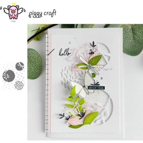 Piggy Craft metal cutting dies cut die mold Butterfly leaves background Scrapbook paper craft knife mould blade punch stencils