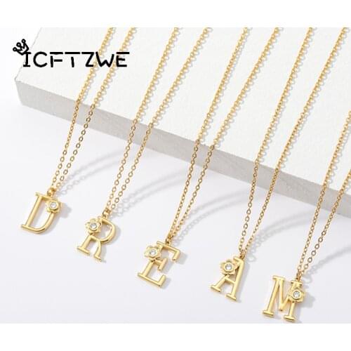 Fashion Initial A-Z Letter With Folwer For Women Stainless Steel Gold Letter Folwer Necklaces Boho Birthday Christmas Jewelry