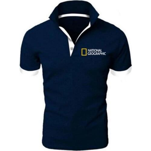 2021 High quality NATIONAL GEOGRAPHIC CHANNEL Polo classic brand Men Polo Shirt Men Casual solid Short Sleeve cotton polos